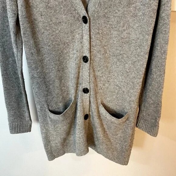Tory Burch Wool & Cashmere Blend V-Neck Cardigan Sweater in Gray Size XXS - Picture 3 of 13